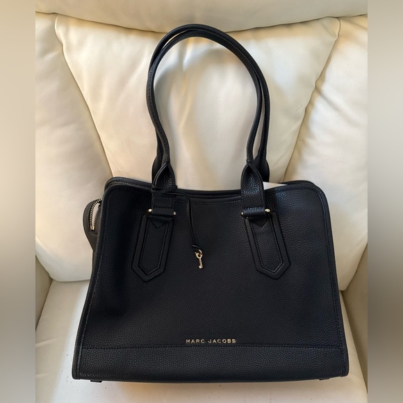 Marc Jacobs Drifter Black Leather Tote Bag – Classic Structured Work Satchel NWT - Picture 8 of 9